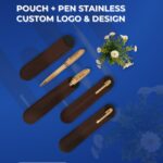 Gift Set Pouch + Pen Stainless Custom Logo — Kombinasi Elegan yang Membuat Branding Semakin Berkelas ✨🖊️🎁