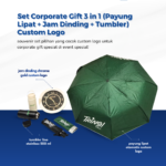 Gift Set Tumbler, Payung Lipat & Jam Dinding Custom Logo: Paket Souvenir Premium yang Lengkap