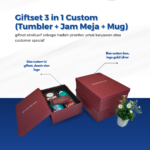 Giftset 3 in 1 (Tumbler, Jam Meja, Mug) Custom Logo: Paket Lengkap untuk Produktivitas Harian