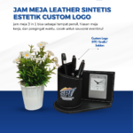 Jam Meja Leather Sintetis Custom Logo: Detail Elegan untuk Meja Kerja Profesional