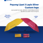 Payung Lipat 3 Lapis Silver Custom Logo: Ringkas, Elegan, dan Siap Digunakan Kapan Saja