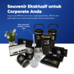 Souvenir Eksklusif (Tumbler Classic 900 ml, Mug Egg Stainless 350 ml, Gantungan Kunci, Pen Metal + Box) Custom Logo