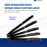 Pen Stainless Paku Hitam-Gold Custom Logo: Elegansi dalam Setiap Goresan