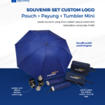 Souvenir Set Custom Logo (Pouch + Payung + Tumbler Mini): Kombinasi Praktis untuk Kebutuhan Sehari-hari