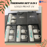 Thermos Set 3 in 1 Logo Print UV: Gift Set Premium untuk Corporate Branding