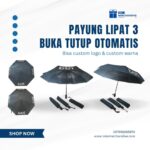 Payung Lipat 3 Buka Tutup Otomatis Custom Logo – Souvenir Perusahaan & Merchandise Promosi