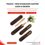 Pouch + Pen Stainless Custom Logo & Desain: Merchandise Elegan untuk Branding Perusahaan