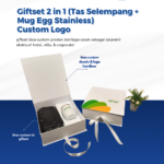 Gift Set 2 in 1 (Tas Selempang + Mug Egg Stainless) Custom Logo: Merchandise Premium dengan Box Custom