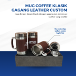 Mug Coffee Klasik Gagang Leather Custom Logo: Merchandise Elegan untuk Corporate Gift Berkelas