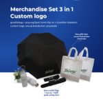 Souvenir Set Custom Logo (Pouch + Payung + Tumbler Mini): Merchandise Eksklusif untuk Meningkatkan Hubungan dengan Pelanggan