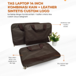 Tas Laptop 14 Inch Kombinasi Kain + Leather Sintetis Custom Logo: Tas Eksekutif yang Elegan dan Profesional