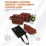 Pouchbag Leather Sintetis + Cover Serut Custom Logo: Souvenir Elegan dan Multifungsi untuk Perusahaan