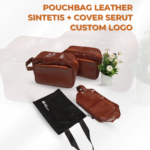 Pouchbag Leather Sintetis + Cover Serut Custom Logo: Merchandise Premium dan Fungsional