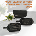 Pouch Leather Sintetis + Cover Serut Custom Logo