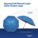 Payung Golf Manual Lapis Silver Custom Logo: Pilihan Corporate Souvenir yang Elegan