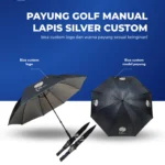 Payung Golf Manual Lapis Silver Custom: Perlindungan Maksimal & Elegan untuk Branding Usaha Anda